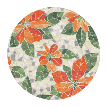 Mosaic Poinsettia Orange in 5' Round Size