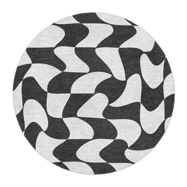Twyla Checkered Black & White in 5' Round Size