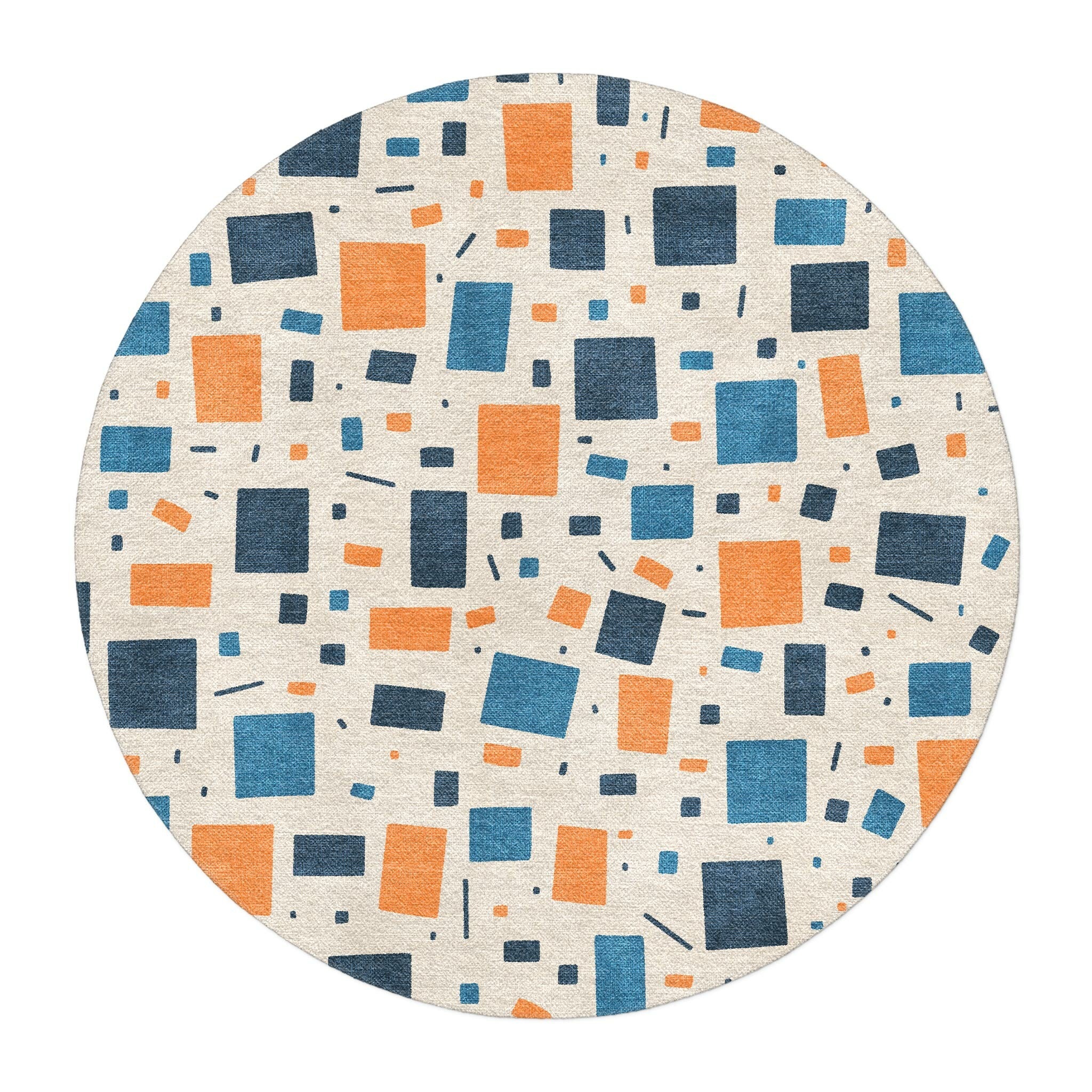 Round Confetti Rug Geometric Confetti Blue & Orange Area Rug – Undrfoot Rugs