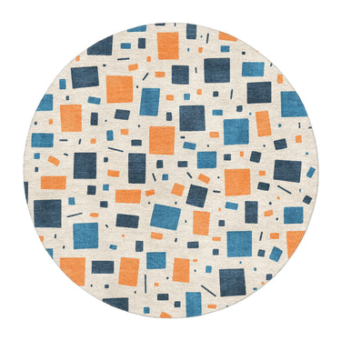 Geometric Confetti Orange in 5' Round Size