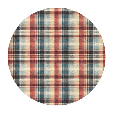 Monaghan Plaid Blue & Red in round-5ft Size