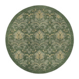 Agnes Damask Deep Olive Green in 5' Round Size