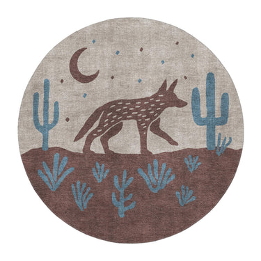Desert Coyote Dark Red Clay & Dusty Blue in 5' Round Size