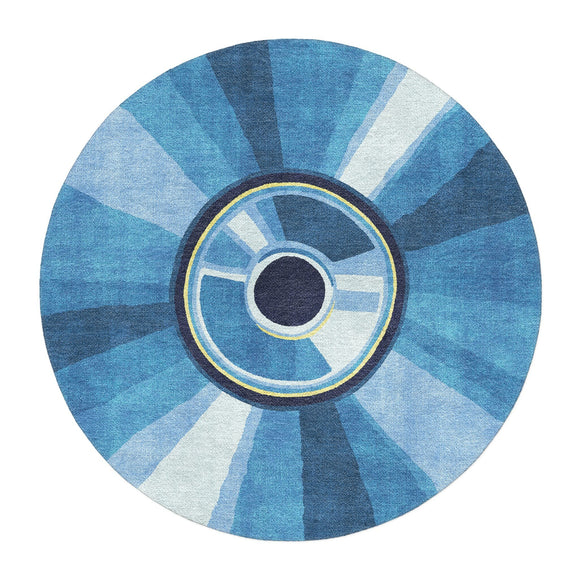 Compact Disc Blue Round Area Rug – Undrfoot Rugs