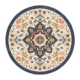 Louanne Navy & Orange in round-5ft Size