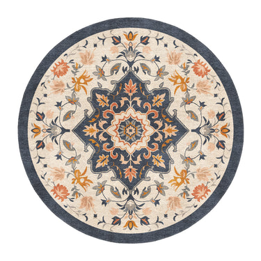 Louanne Navy & Orange in round-5ft Size