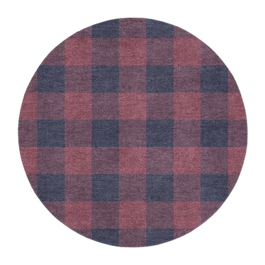 Buffalo Plaid Maroon & Navy in 5' Round Size