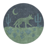 Desert Coyote Midnight Blue & Sage Green in 5' Round Size