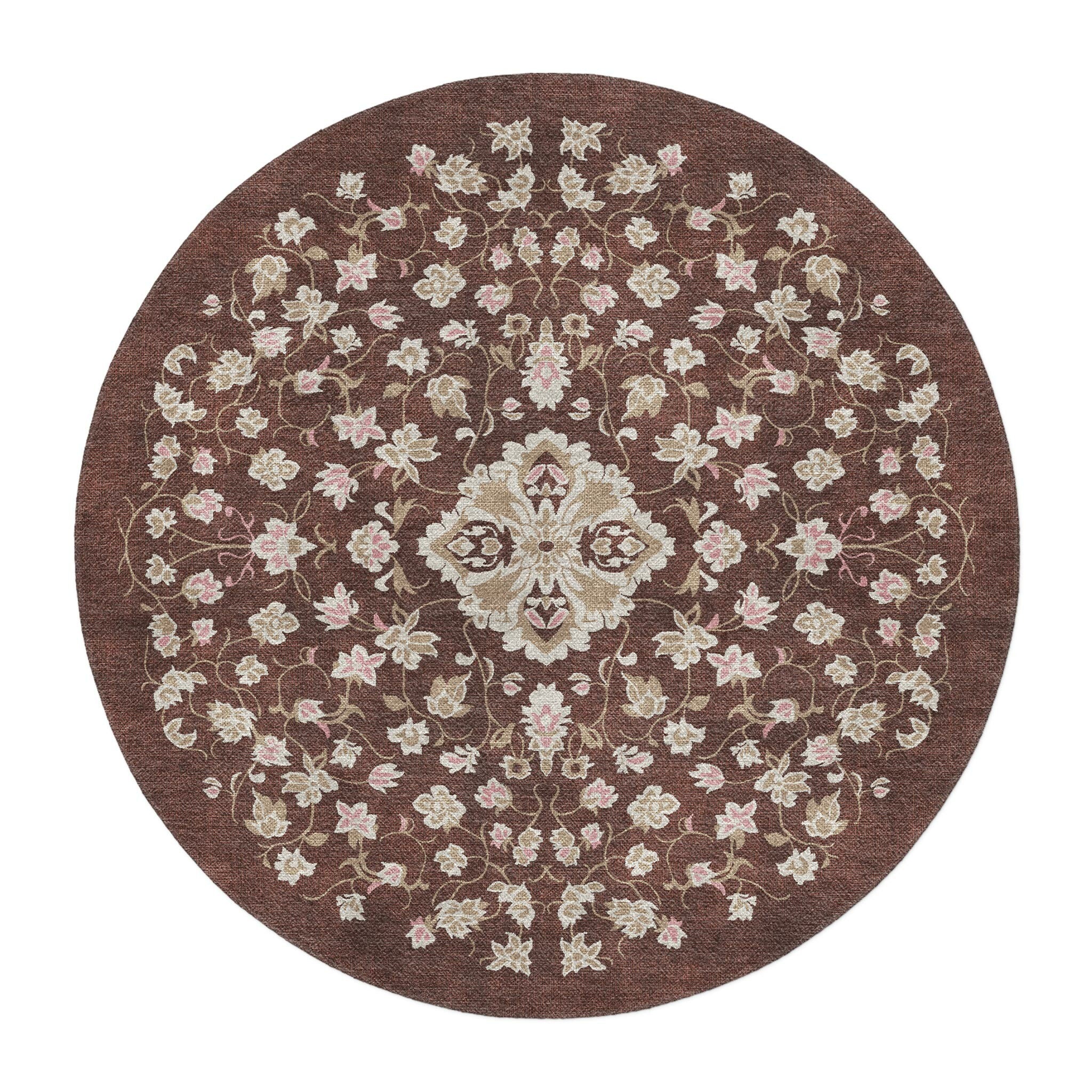 Round Maroon Rug Fenwick Maroon & Gold Area Rug – Undrfoot Rugs