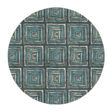 Diego Navy & Turquoise in 5' Round Size