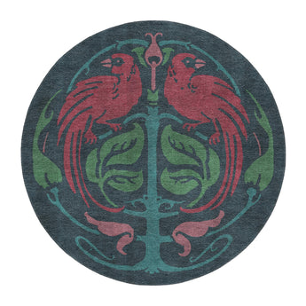 Tropical Parrots Navy Blue Round in 5' Round Size