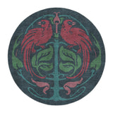 Tropical Parrots Navy Blue Round in 5' Round Size
