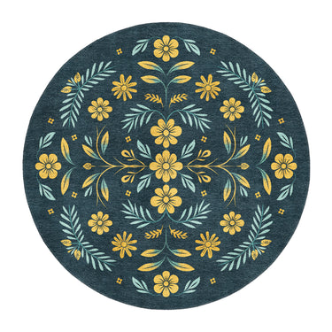 Isabella Navy & Gold in round-5ft Size